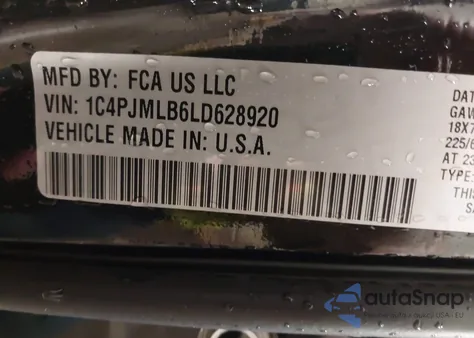 2020 Jeep Cherokee Altitude 4X4 z USA, uszkodzony, nr VIN 1C4PJMLB6LD628920